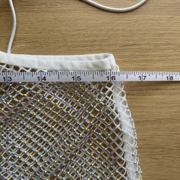 NWT WeWoreWhat X Revolve Crystal Mesh Cami Womens Size Medium Club Rave Glitter - Picture 6 of 8